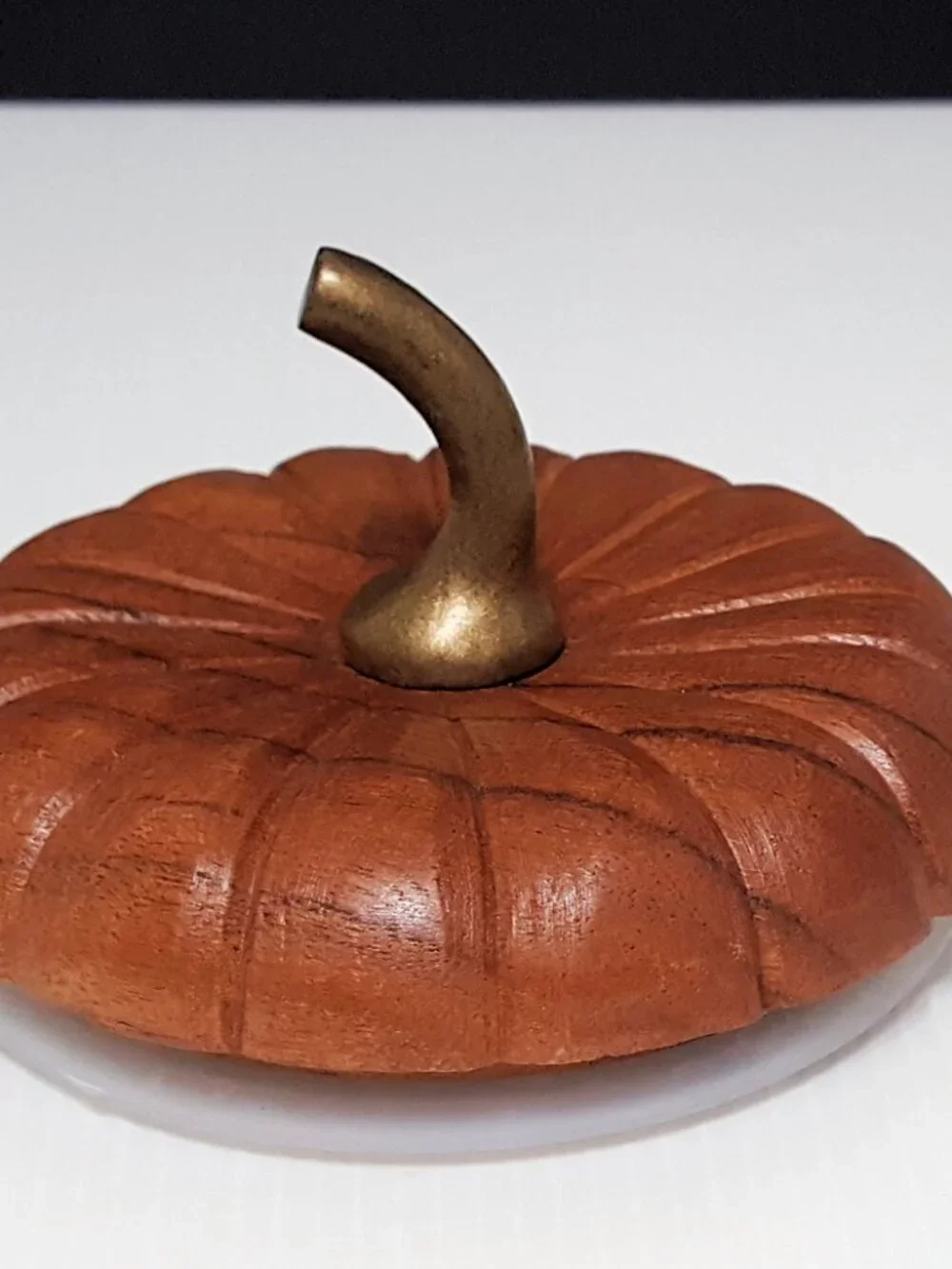 Pottery Barn Pumpkin Shaped Glass Bowl W/ Lid 5